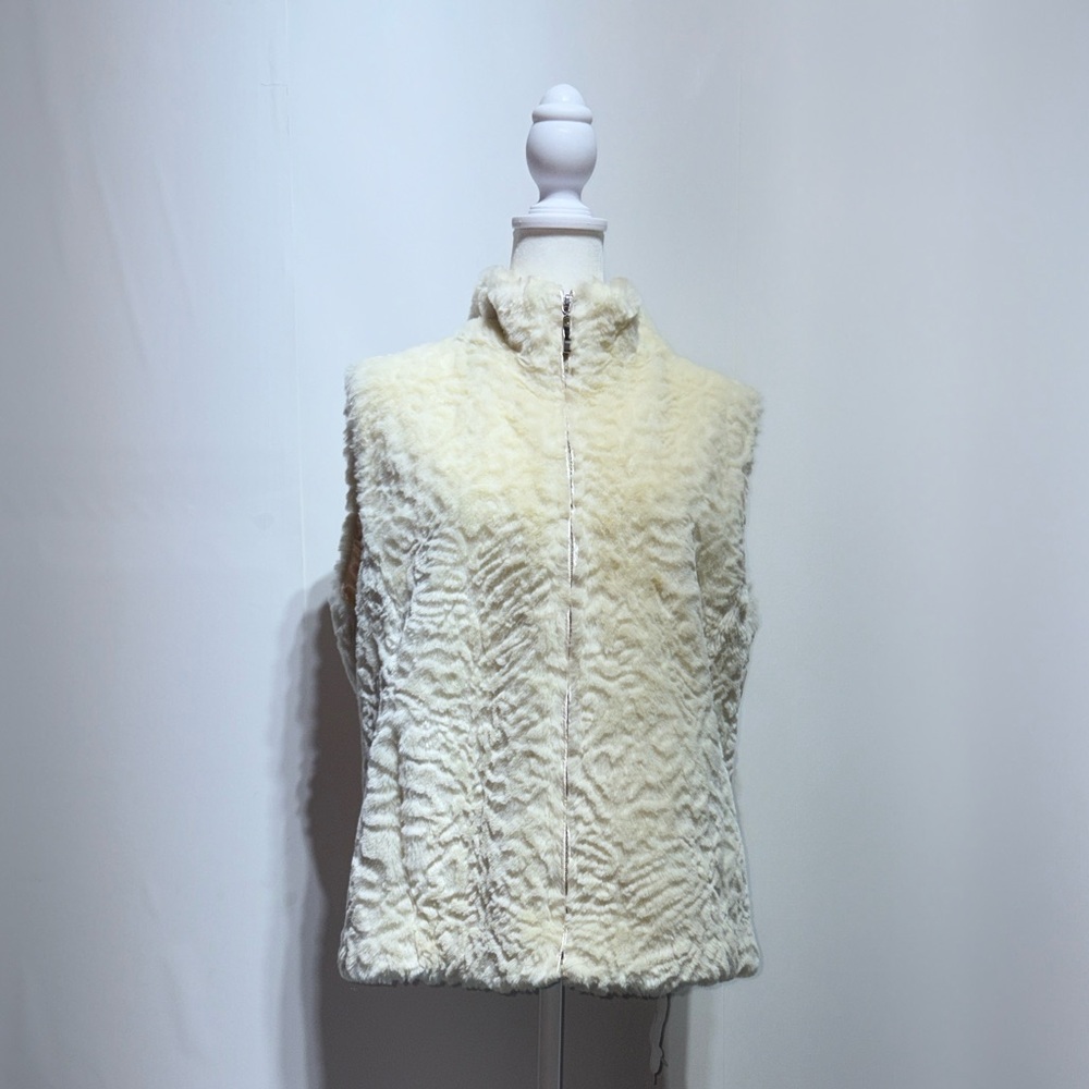 Coldwater Creek women’s faux fur ivory vest size medium